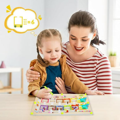 Montessori Magnetic Maze — Color & Number Learning Board for Kids