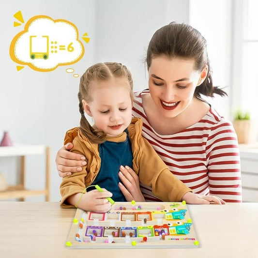 Montessori Magnetic Maze — Color & Number Learning Board for Kids
