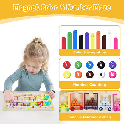 Montessori Magnetic Maze — Color & Number Learning Board for Kids