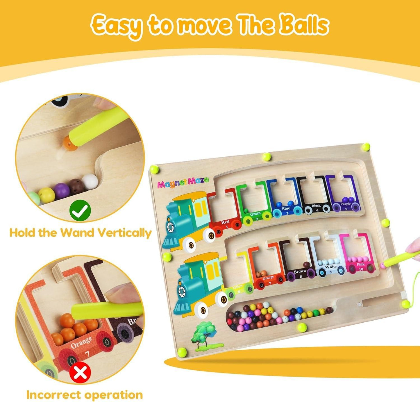Montessori Magnetic Maze — Color & Number Learning Board for Kids