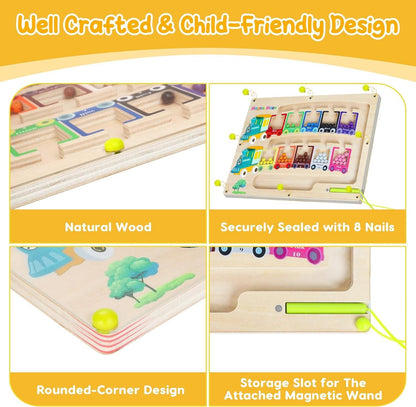 Montessori Magnetic Maze — Color & Number Learning Board for Kids