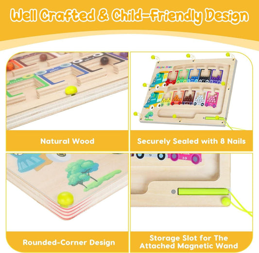 Montessori Magnetic Maze — Color & Number Learning Board for Kids